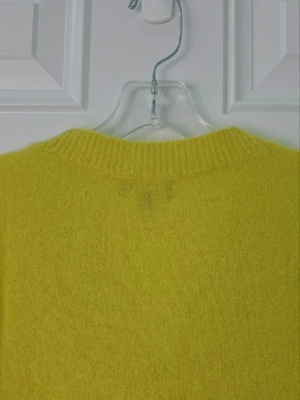 J. Crew Bright Yellow Cashmere Short-Sleeve V-Neck Button Cardigan.  Size XS